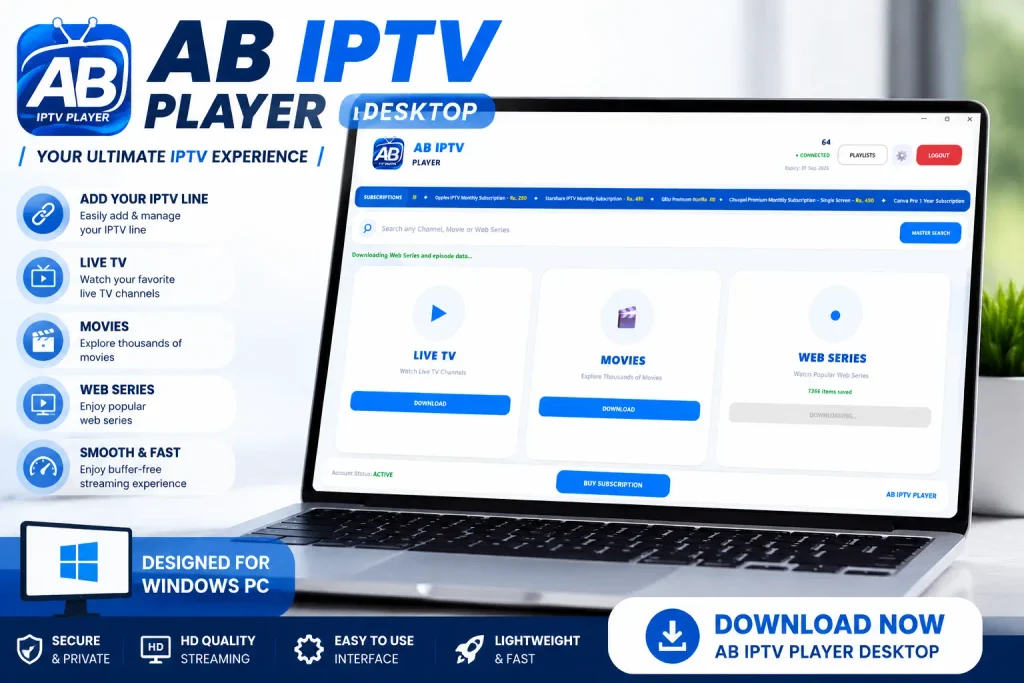 ab iptv player laptop